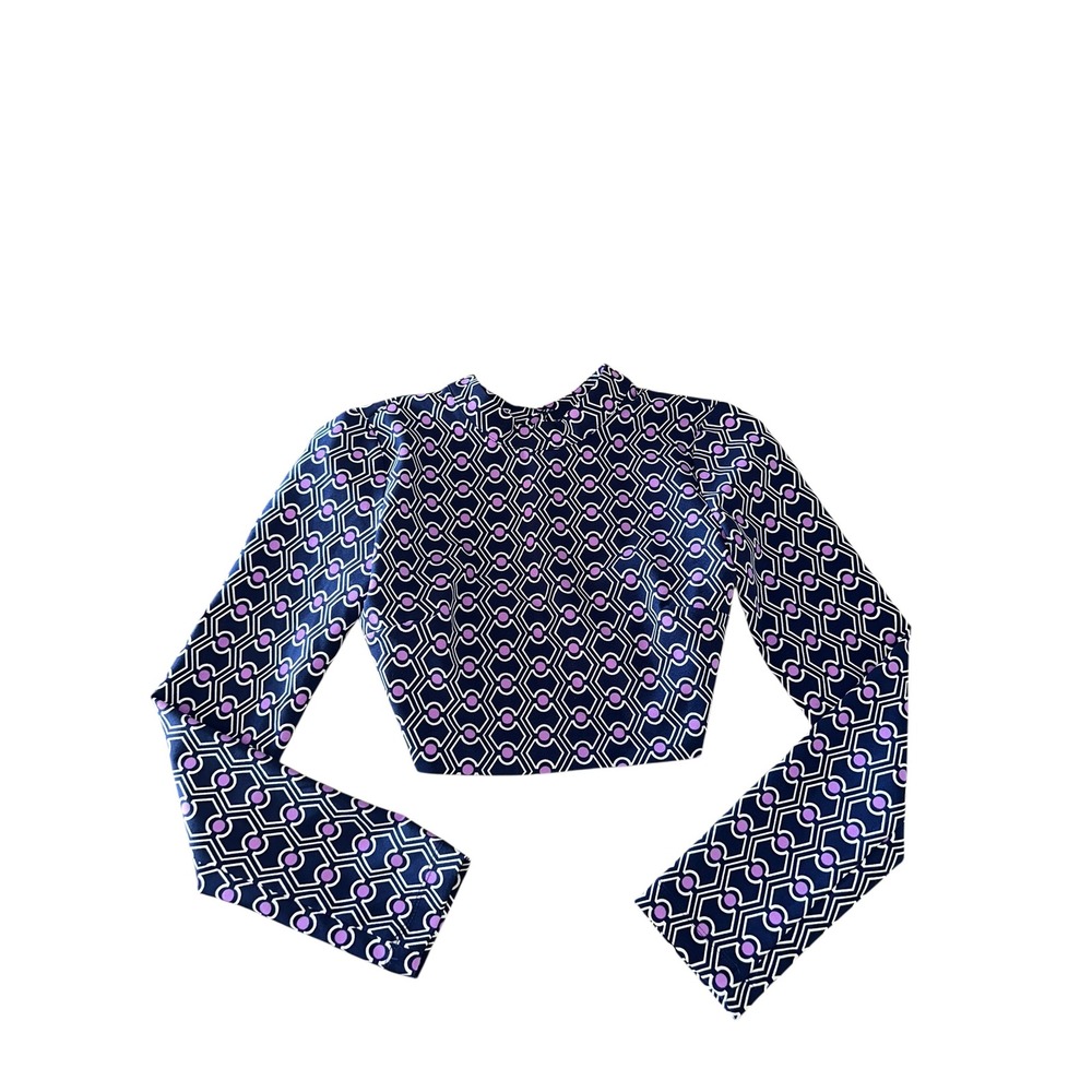 Zara Geometric Print‎ Crop Open Back Top Size Medium New